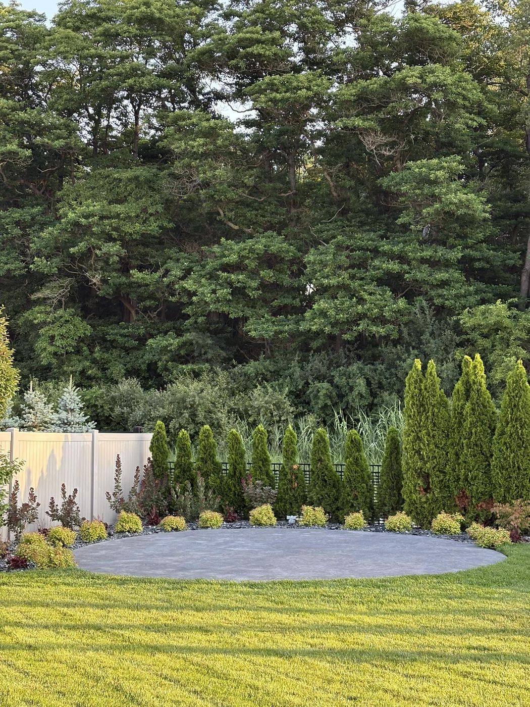 Circular concrete pad with custom formwork